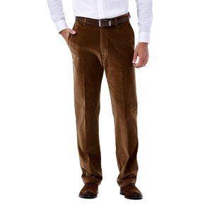 Haggar Men's Stretch Corduroy Pant Classic Fit | Camel | 34 x 32